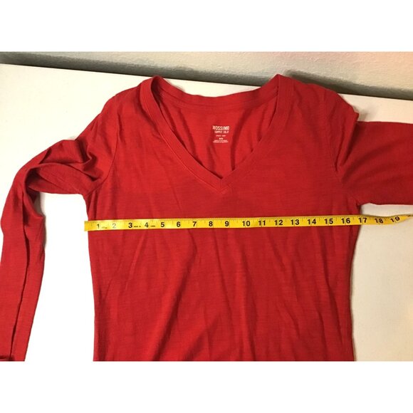 MOSSIMO- WOMENS RED BASIC LONG SLEEVE CREW NECK T-SHIRT SIZE MEDIUM - Picture 5 of 7